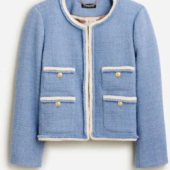 JCrew Frances Lady Jacket in Maritime Blue Tweed 16 - Picture 1 of 5